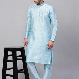 SOJANYA Men Blue Solid Kurta with Churidar-image-57