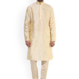 KISAH Men Cream-Coloured Solid Straight Kurta-picture-25
