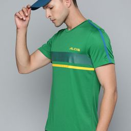 Alcis Men Green Striped Slim Fit T-shirt-image-67