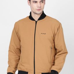 Plutus Men Beige Solid Windcheater Bomber Jacket-10