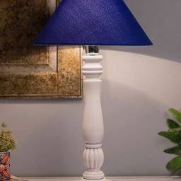 Homesake White Solid Handcrafted Bedside Standard Table Lamp with Shade-11