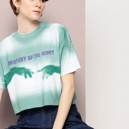 Kook N Keech Tie & Dye Printed Drop-Shoulder Sleeves Boxy T-shirt-image-37