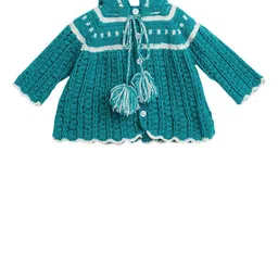 CHUTPUT Girls Blue Self Design Sweater Dress-image-51