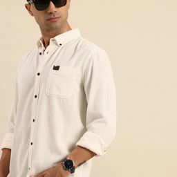 Being Human Slim Fit Button-Down Collar Corduroy Pure Cotton Casual Shirt-picture-3