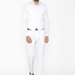 Wintage Men White Solid Single-Breasted Regular Fit Party Suit-image-37