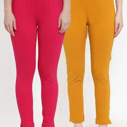TAG 7 Women Pack Of 2 Solid Straight-Fit Ankle-Length Leggings-image-87