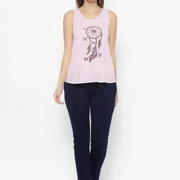 VIMAL JONNEY Women Pink & Navy Blue Printed Cotton Night Suit-image-52