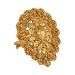 Adwitiya Collection 24 kt Gold-Plated Handcrafted Adjustable Finger Ring-34