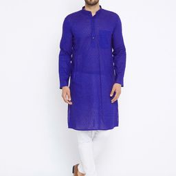 even Men Blue Solid Straight Kurta-image-60