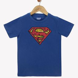 YK Justice League Boys Navy Blue & Red Superman Printed Pure Cotton Round Neck T-shirt-image-97
