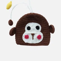 Woonie Kids Brown & White Self Design Handmade Beanie-picture-8