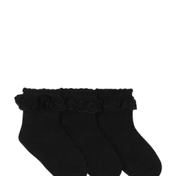 Supersox Kids Pack of 3 Black Assorted Ankle-Length Socks-31
