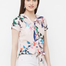 MISH Women Peach-Coloured Floral Print Shirt Style Top-picture-43