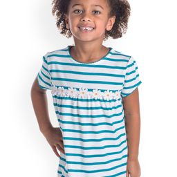 Cherry Crumble Girls White & Green Striped Top-image-80