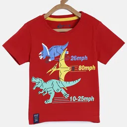 3PIN Boys Red Printed Pure Cotton T-shirt-image-24