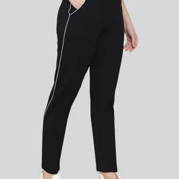 Q-rious Women Black Solid Cotton Track Pants-picture-24