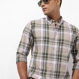The Roadster Life Co. Checked Button-Down Collar Pure Cotton Casual Shirt-image-14