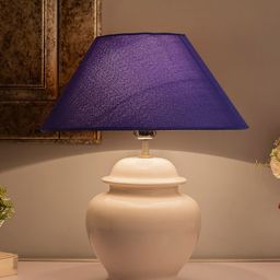 Homesake White Solid Handcrafted Table Lamp with Shade-0