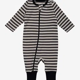 Nino Bambino Unisex Kids Black & White Organic Cotton Striped Sustainable Rompers-image-37