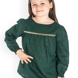 Cherry Crumble Girls Green Solid Top-50