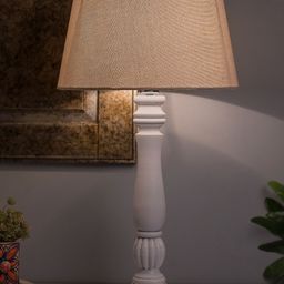 Homesake White Solid Classic Victorian Handcrafted Table Lamp with Shade-0