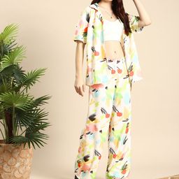 Mast & Harbour Women Printed Shirt & Trousers Co-Ords-picture-36