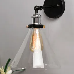 Homesake Black & Transparent Solid Handcrafted Conical Swing Arm Light-picture-6