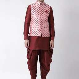 DEYANN Men Pink & Maroon Printed Kurta with Patiala-picture-43