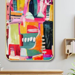 SAF Green & Yellow Abstract Printed Wooden Wall Art-picture-28