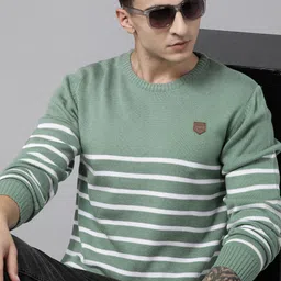 The Roadster Lifestyle Co. Striped Acrylic Pullover-image-62