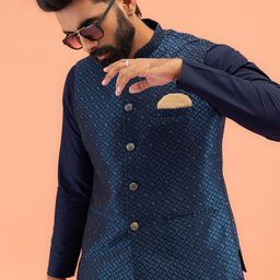 KISAH Men Embroidered Woven Nehru Jackets-image-66