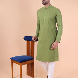AURIK Men Regular Mandarin Collar Pure Silk Kurta with Pyjamas-picture-18