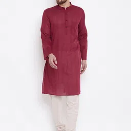 even Men Maroon Solid Straight Kurta-image-62