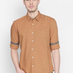 Basics Men Brown Slim Fit Printed Casual Shirt-image-125