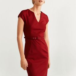 MANGO Women Maroon Solid Sheath Dress-57