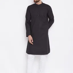 even Men Black Solid Straight Kurta-image-35