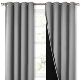 BFAM Grey Black Out Eyelet Long Door Curtain-image-40
