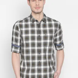 Basics Men White & Black Slim Fit Checked Casual Shirt-image-126