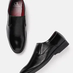 Carlton London Men Textured Formal Slip-On Shoes-image-31