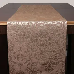 Home Brown & Gold-Coloured Woven Damask Table Runner-36