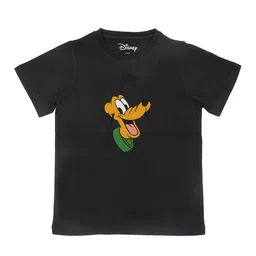 Disney by Wear Your Mind Boys Black Goofy Printed Cotton Pure Cotton T-shirt-image-95