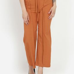 Westwood Women Brown Relaxed Loose Fit Solid Parallel Trousers-image-36