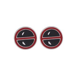 bodha Men Black & Red Deadpool Printed Silver-Plated Quirky Cufflinks-1