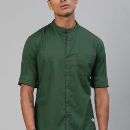 Roadster Men Teal Green Regular Fit Solid Sustainable Casual Shirt-picture-10