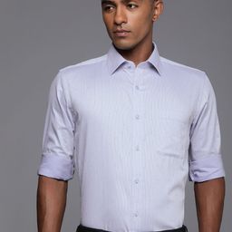 Raymond Pure Cotton Self Design Textured Slim Fit Formal Shirt-image-80