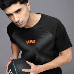 HRX by Hrithik Roshan Brand Logo Printed Raglan Sleeves Rapid Dry Training T-shirt-picture-23