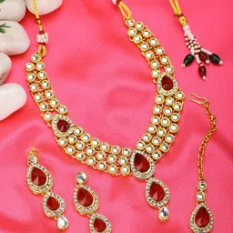 Peora Gold-Plated Kundan-Studded Jewellery Set-6