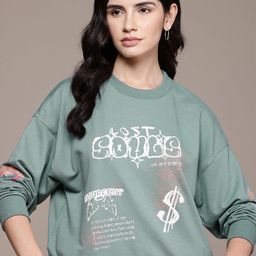 Roadster The Life Co. Typography Printed Drop-Shoulder Sleeves Sweatshirt-picture-6