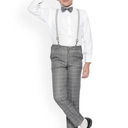 Jeetethnics Boys Grey & White Solid Shirt with Trousers-image-91