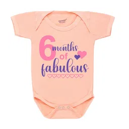 KNITROOT Infant Kids Peach-Coloured & Blue Printed Bodysuit-image-76